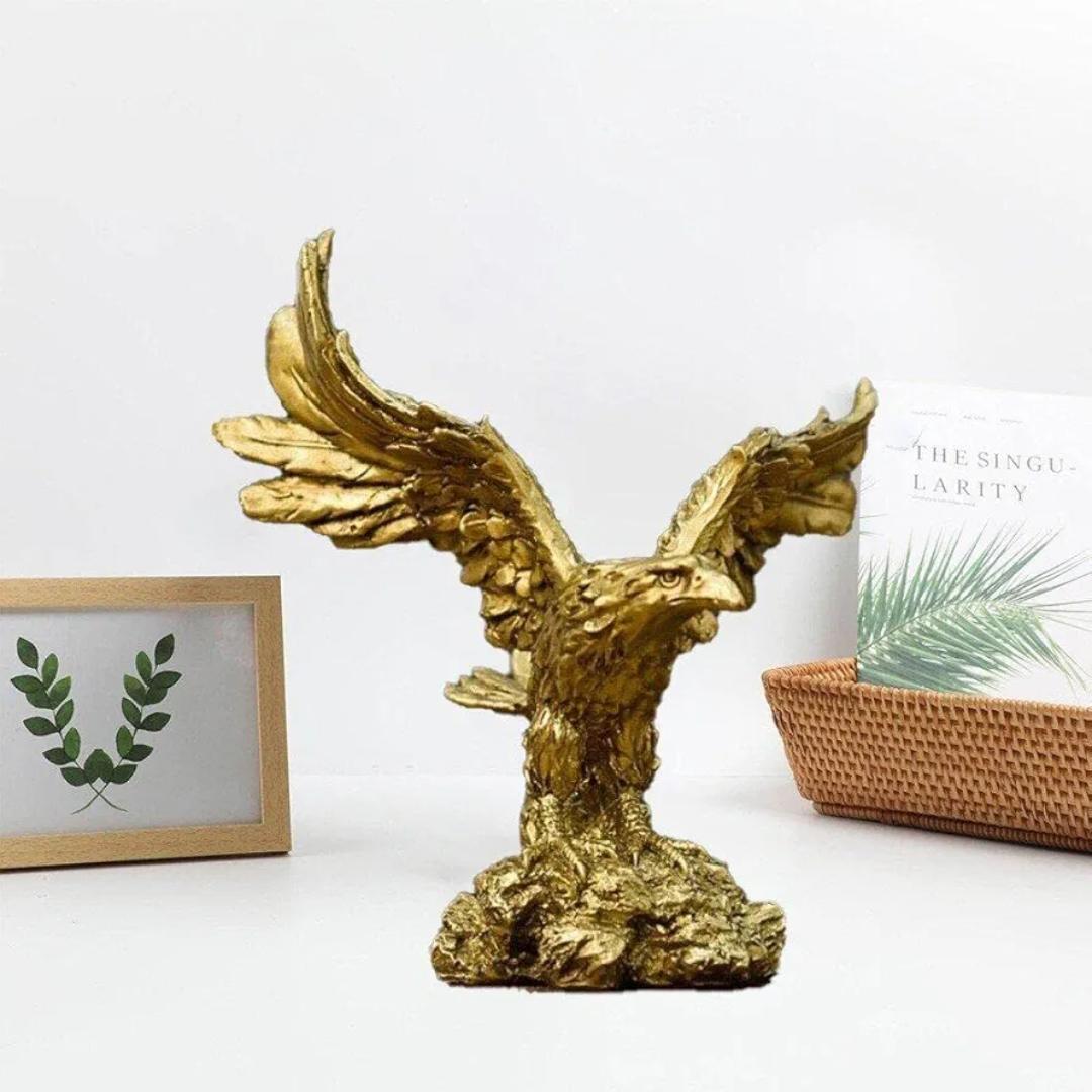 Golden Eagle Resin Ornaments Statue, Golden Eagle Sculpture Modern Home Office Figurine Decor Desktop Decoration
