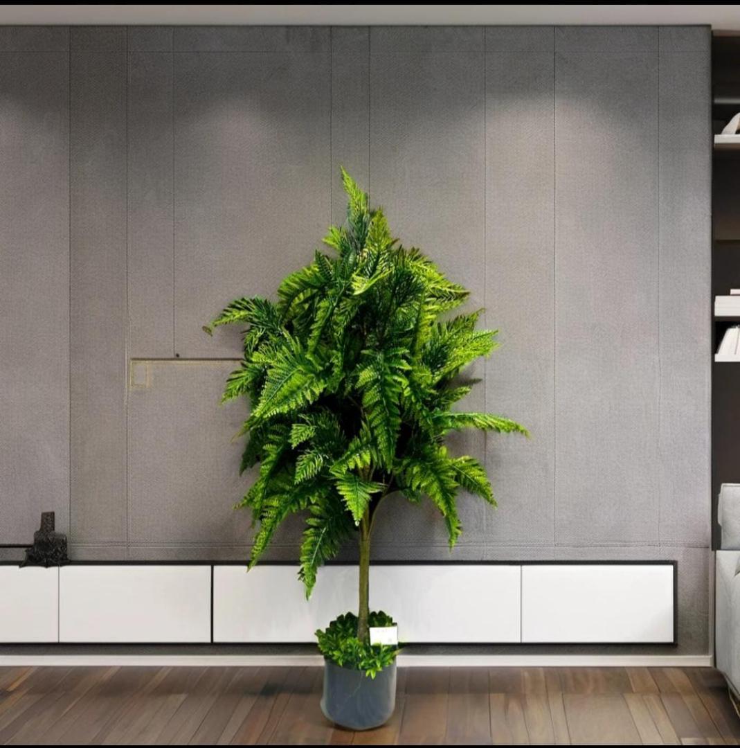 90cm Artificial Potted Fern Tree - Faux Greenery Palm Plant in Black Pot, Realistic Indoor/Outdoor Silk Leaf Topiary for Modern Home, Office, Living Room, and Reception Decor