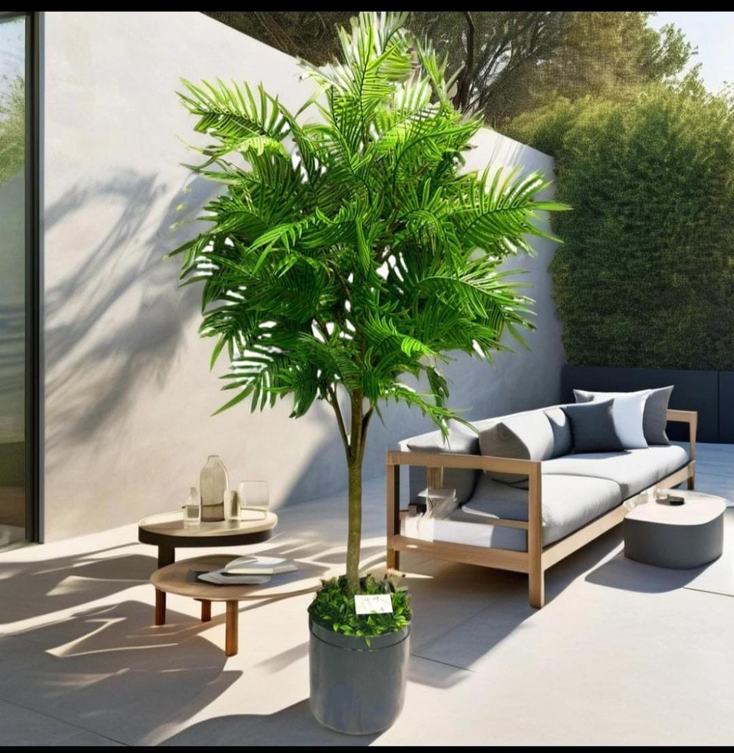 90cm Artificial Potted Fern Tree - Faux Greenery Palm Plant in Black Pot, Realistic Indoor/Outdoor Silk Leaf Topiary for Modern Home, Office, Living Room, and Reception Decor