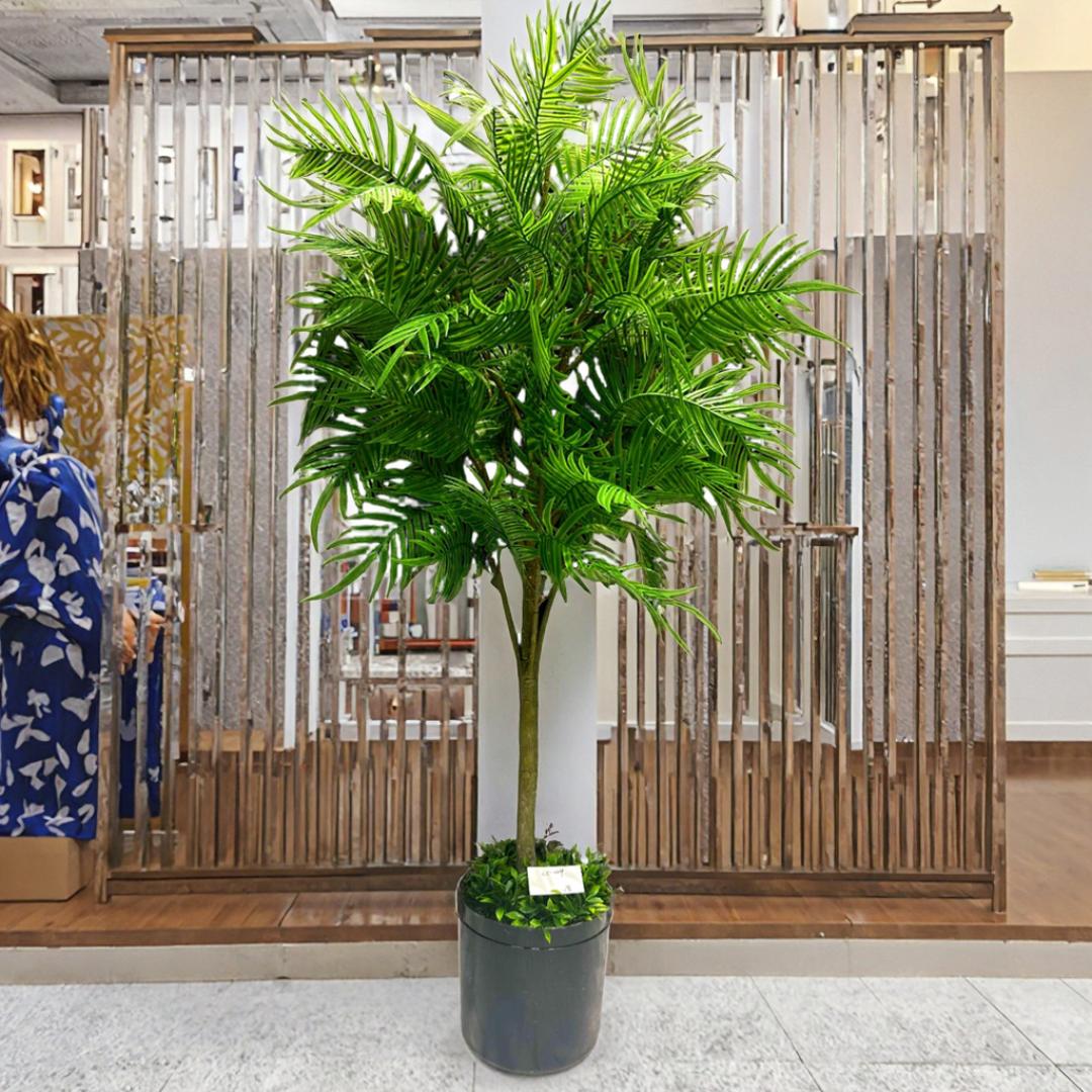90cm Artificial Potted Fern Tree - Faux Greenery Palm Plant in Black Pot, Realistic Indoor/Outdoor Silk Leaf Topiary for Modern Home, Office, Living Room, and Reception Decor