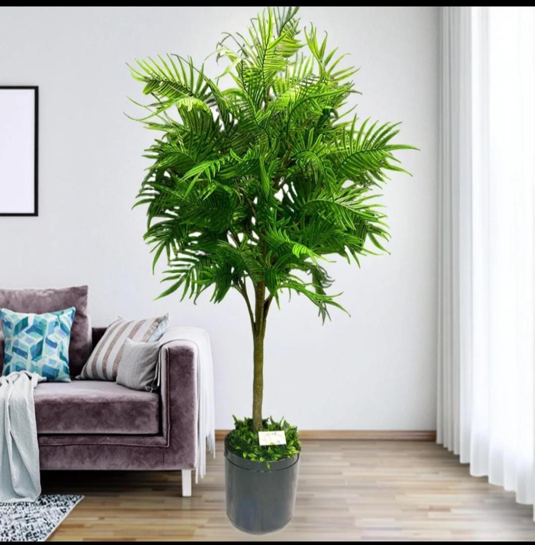 90cm Artificial Potted Fern Tree - Faux Greenery Palm Plant in Black Pot, Realistic Indoor/Outdoor Silk Leaf Topiary for Modern Home, Office, Living Room, and Reception Decor