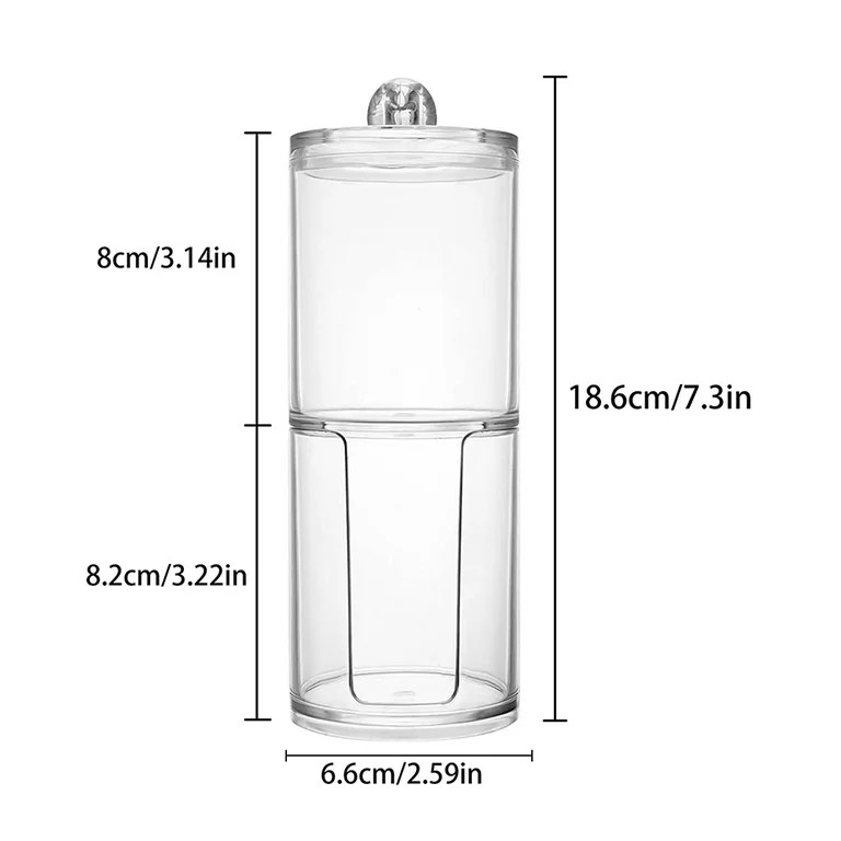 2-Layer Acrylic Multifunctional Round Storage Box – Q-Tip Holder, Cotton Pad Organizer & Jewelry Caddy, Transparent Makeup Storage Container for Bathroom & Vanity Use