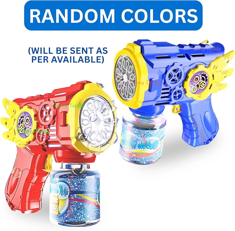 Automatic Bubble Gun Machine for Kids – LED Light Bubble Blower Toy with Bubble Liquid, Handheld Electric Bubble Gun, Fun Outdoor & Birthday Gift Toy for Boys and Girls
