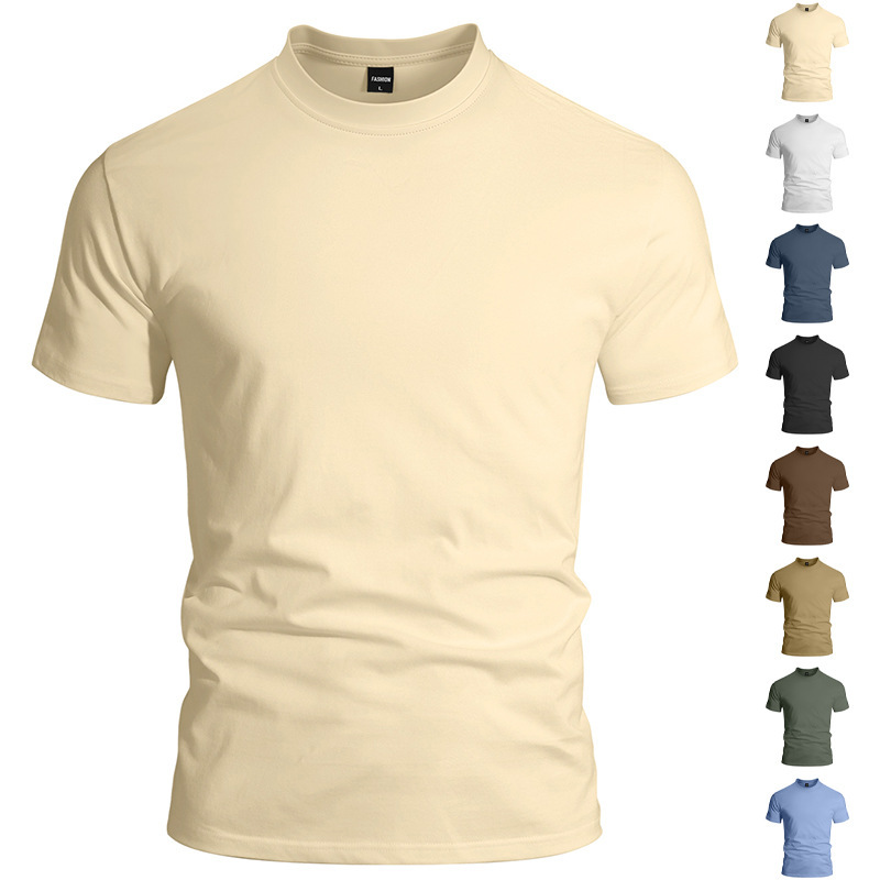 T-Shirt Man Summer Men's Simple Pure Color Fashion Casual Sports Short-Sleeved T-Shirt