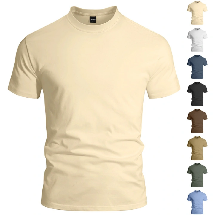 T-Shirt Man Summer Men's Simple Pure Color Fashion Casual Sports Short-Sleeved T-Shirt