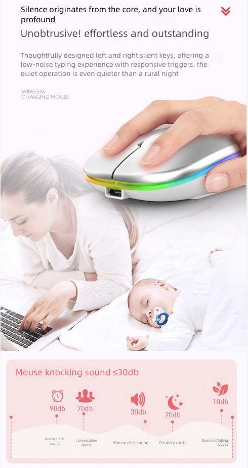 Rechargeable Mouse Wireless Mouse Bluetooth Wireless Charging Ultra-Thin Silent Dual-Mode Bluetooth Mouse for Computer Laptop Business Office Use