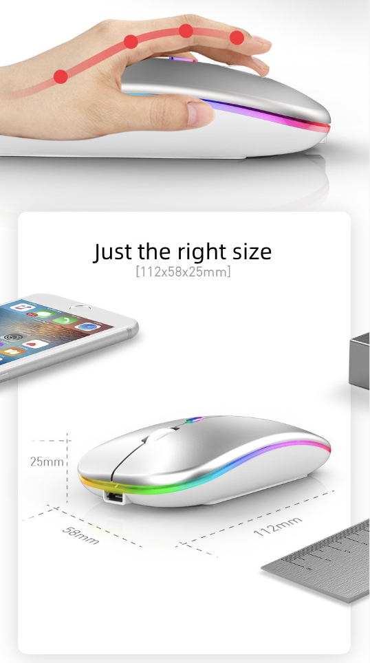 Rechargeable Mouse Wireless Mouse Bluetooth Wireless Charging Ultra-Thin Silent Dual-Mode Bluetooth Mouse for Computer Laptop Business Office Use