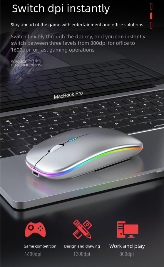 Rechargeable Mouse Wireless Mouse Bluetooth Wireless Charging Ultra-Thin Silent Dual-Mode Bluetooth Mouse for Computer Laptop Business Office Use