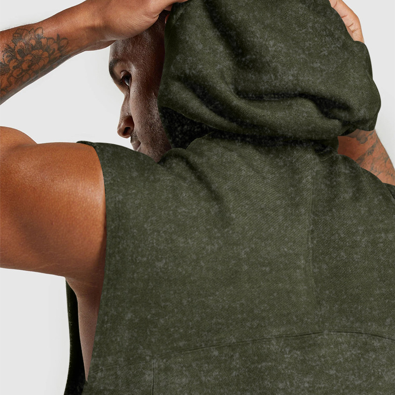 Men's Hooded Sleeveless Drawstring Pure Color Large-Size Loose Breathable Casual Vest for Men Clothing Tops Tanks Camis Tank Tops