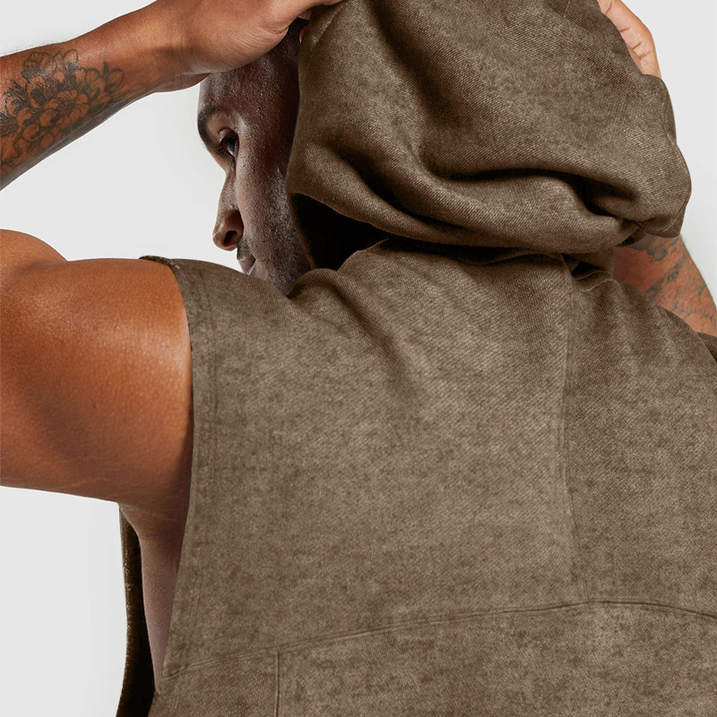 Men's Hooded Sleeveless Drawstring Pure Color Large-Size Loose Breathable Casual Vest for Men Clothing Tops Tanks Camis Tank Tops