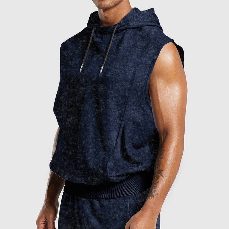 Men's Hooded Sleeveless Drawstring Pure Color Large-Size Loose Breathable Casual Vest for Men Clothing Tops Tanks Camis Tank Tops
