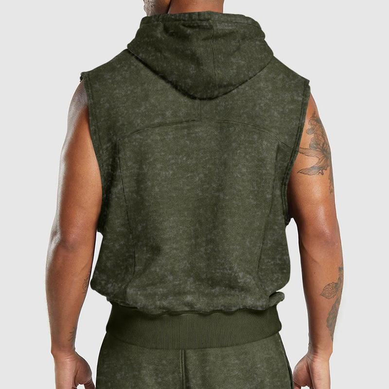 Men's Hooded Sleeveless Drawstring Pure Color Large-Size Loose Breathable Casual Vest for Men Clothing Tops Tanks Camis Tank Tops