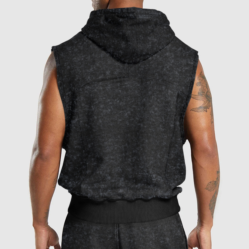 Men's Hooded Sleeveless Drawstring Pure Color Large-Size Loose Breathable Casual Vest for Men Clothing Tops Tanks Camis Tank Tops