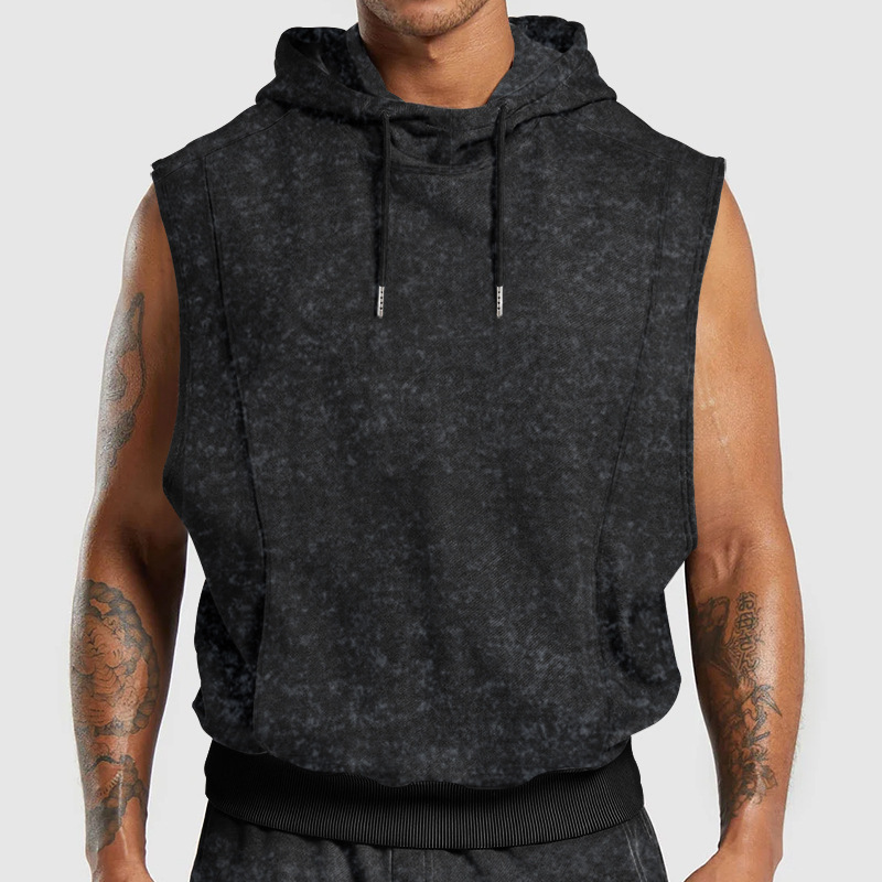 Men's Hooded Sleeveless Drawstring Pure Color Large-Size Loose Breathable Casual Vest for Men Clothing Tops Tanks Camis Tank Tops