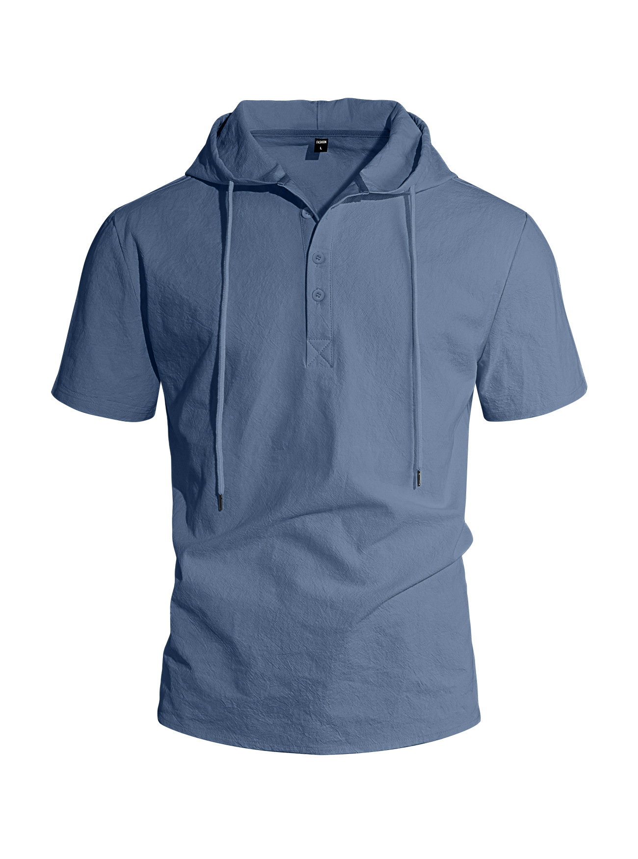 Men's Clothing Tops Sweatshirts Hoodies Men's Linen Short-Sleeved Beach Casual Hooded Shirt Short-Sleeved Solid-Colored Shirt T-Shirt
