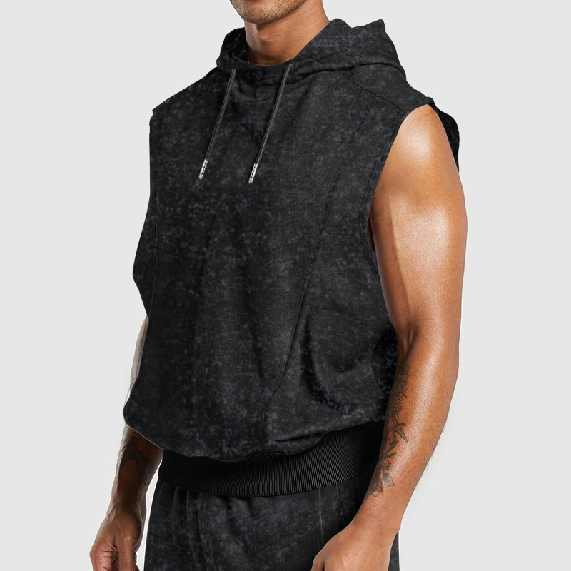 Men's Hooded Sleeveless Drawstring Pure Color Large-Size Loose Breathable Casual Vest for Men Clothing Tops Tanks Camis Tank Tops