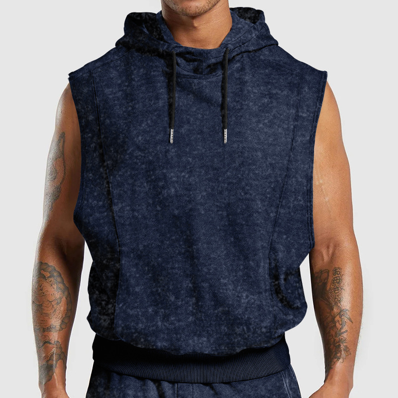 Men's Hooded Sleeveless Drawstring Pure Color Large-Size Loose Breathable Casual Vest for Men Clothing Tops Tanks Camis Tank Tops