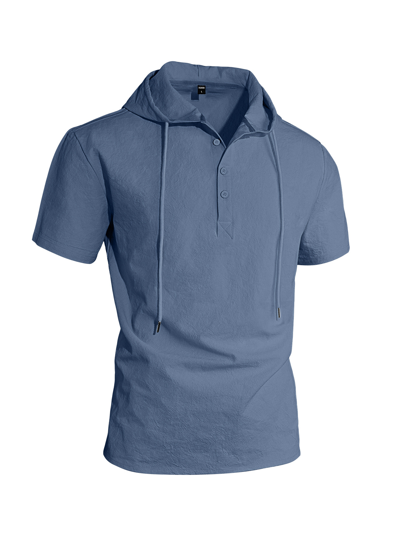 Men's Clothing Tops Sweatshirts Hoodies Men's Linen Short-Sleeved Beach Casual Hooded Shirt Short-Sleeved Solid-Colored Shirt T-Shirt