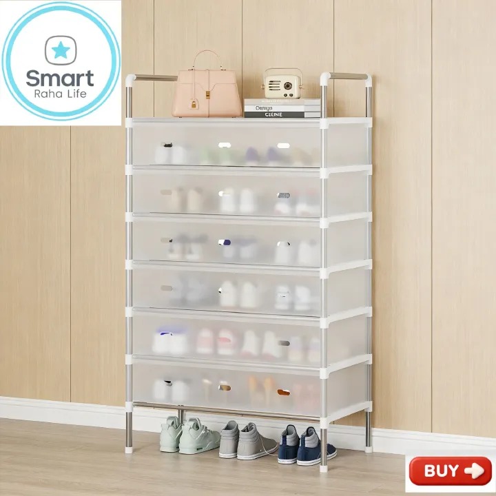 7-Layer Portable Shoe Rack with Dustproof Cover – Strong Metal Frame, Space Saving Shoe Organizer