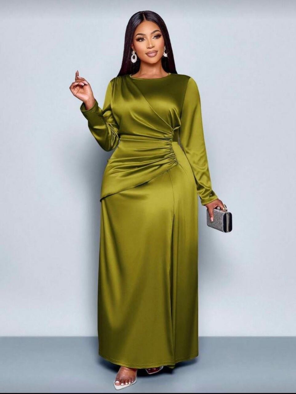 Women Silk Satin Maxi Dress – Casual & Party Long Dress