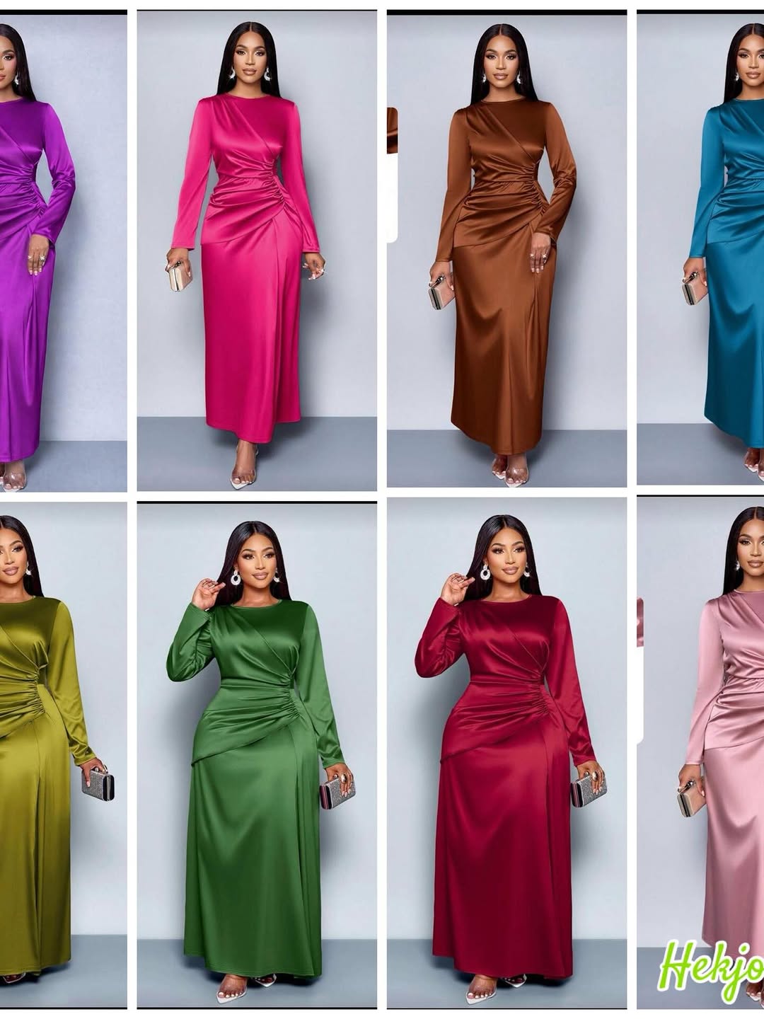 Women Silk Satin Maxi Dress – Casual & Party Long Dress