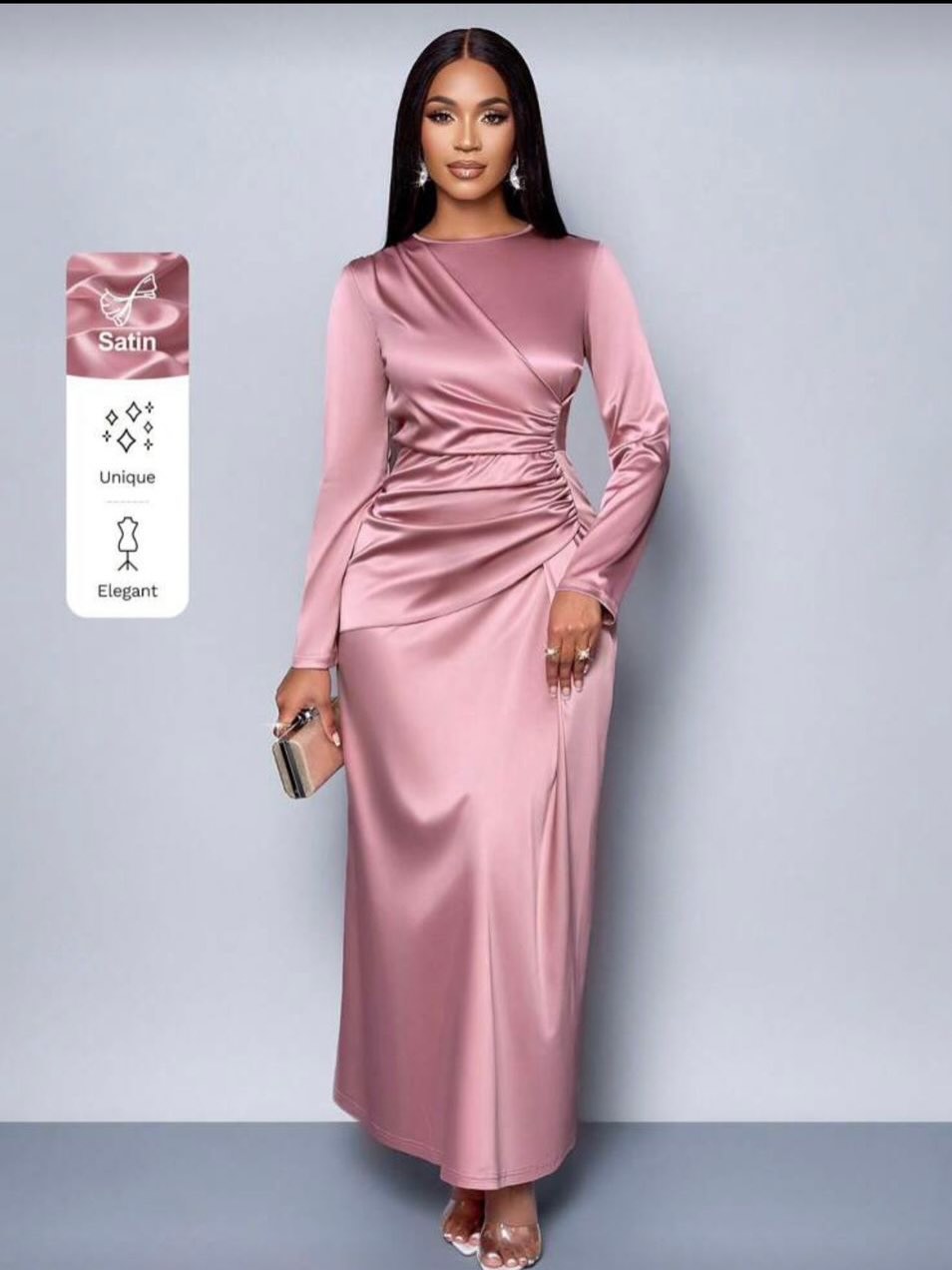 Women Silk Satin Maxi Dress – Casual & Party Long Dress