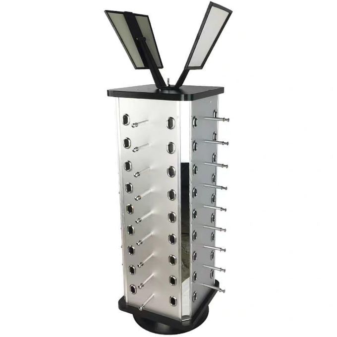 Rotating Eyeglass Display Stand Sunglass and Optical Frame Holder Rack 360° Spinning Eyewear Display Stand Multi-Layer Glasses Organizer with Mirror Shop Counter Sunglass Display Rack