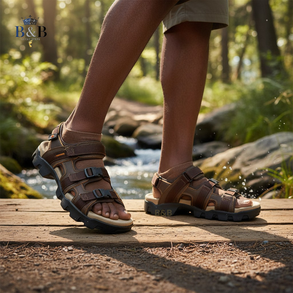 The Ultimate All-Terrain Trail Sandal, Rugged Leather & Heavy-Duty Grip Men Open. ​Premium Leather Comfort Sandals Men's Orthopedic-Style Support And Adjustable Fit. The Commuter Trail Hybrid.