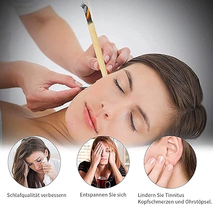 Earwax Removal kit, Beeswax Cotton Soft Safe Regulates Body Balance Fatigue Relief Wax Remover Kit 10pcs Ear Wax Candle Cotton Swab Ear Care Protective Disk for Home Beauty Salon