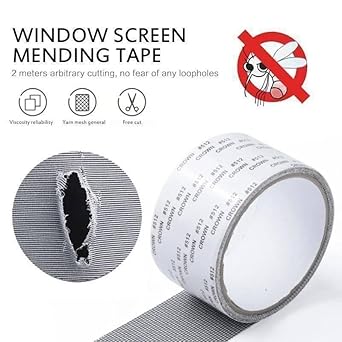 4 pcs pack Window Screen Repair Tape Roll 5cm x 2m – Self Adhesive Mesh Patch for Mosquito Net Fix, Fly Screen Hole Repair Kit, Durable Fiberglass Screen Fixing Tape for Doors & Windows