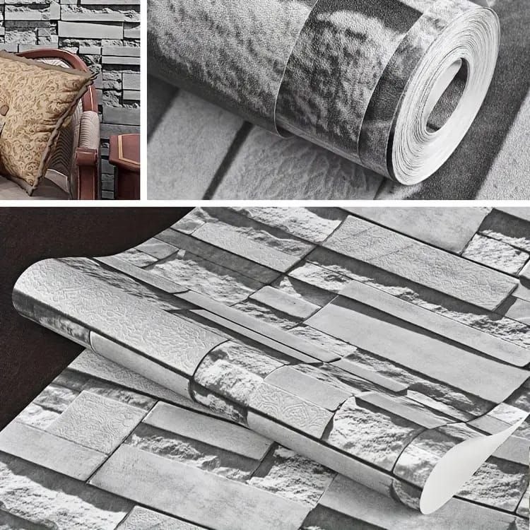 3D Grey Mazeras Brick Pattern Self Adhesive Peel and Stick Waterproof Wallpaper Contact Paper