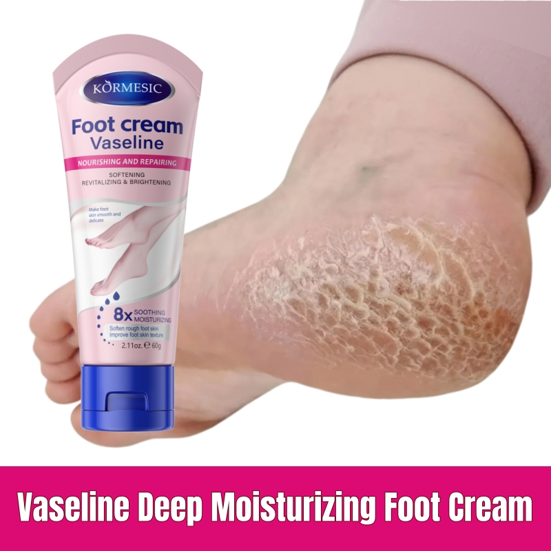 KORMESIC Vaseline Nourish Repair Foot Cream – Repair Dry Cracked Heels Soften Calluses Dead Skin Non-Greasy Hydrating Dry Feet Smooth Brighten Foot Skin Sooth Moisturizes & Nourishes Overnight Repair