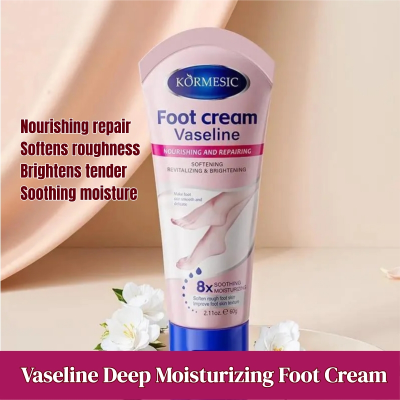 KORMESIC Vaseline Nourish Repair Foot Cream – Repair Dry Cracked Heels Soften Calluses Dead Skin Non-Greasy Hydrating Dry Feet Smooth Brighten Foot Skin Sooth Moisturizes & Nourishes Overnight Repair