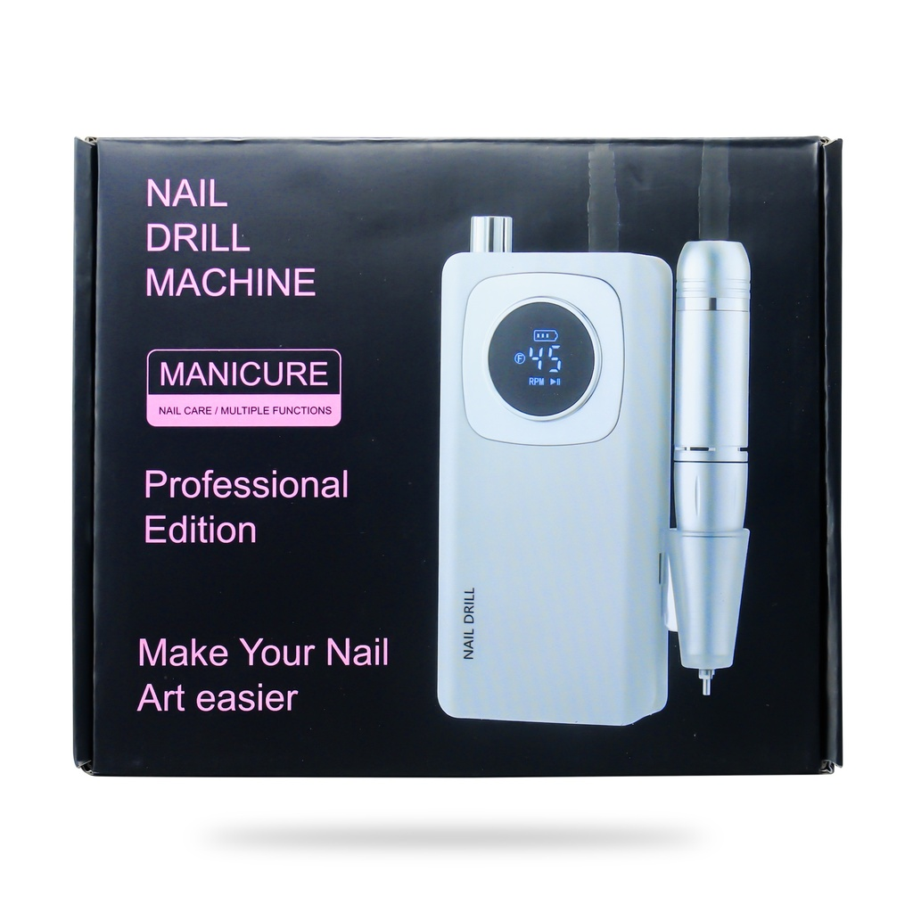 Professional Nail Drill Machine – White Portable Manicure & Pedicure Kit (Professional Edition)