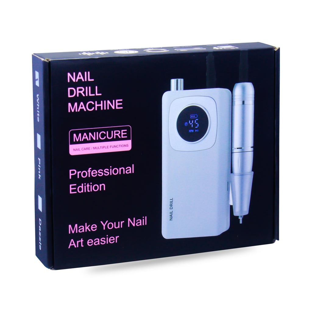 Professional Nail Drill Machine – White Portable Manicure & Pedicure Kit (Professional Edition)