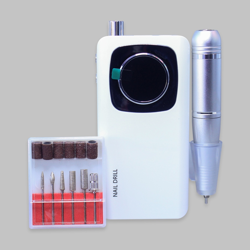 Professional Nail Drill Machine – White Portable Manicure & Pedicure Kit (Professional Edition)