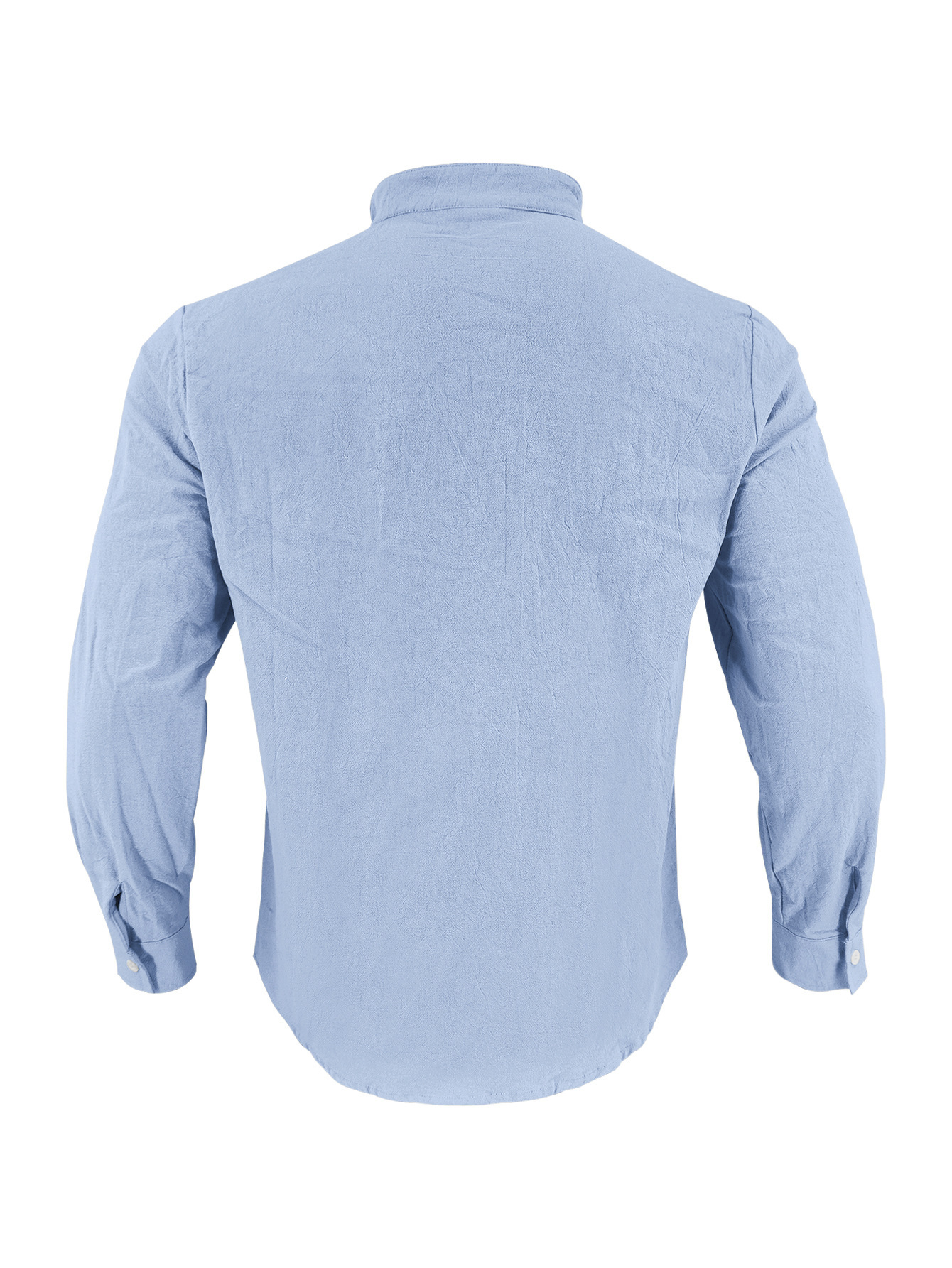 Clothes > Men's Clothing > Tops > T-Shirts  Men's Linen Button Down Long Sleeve Stand Collar Shirt S-3XL