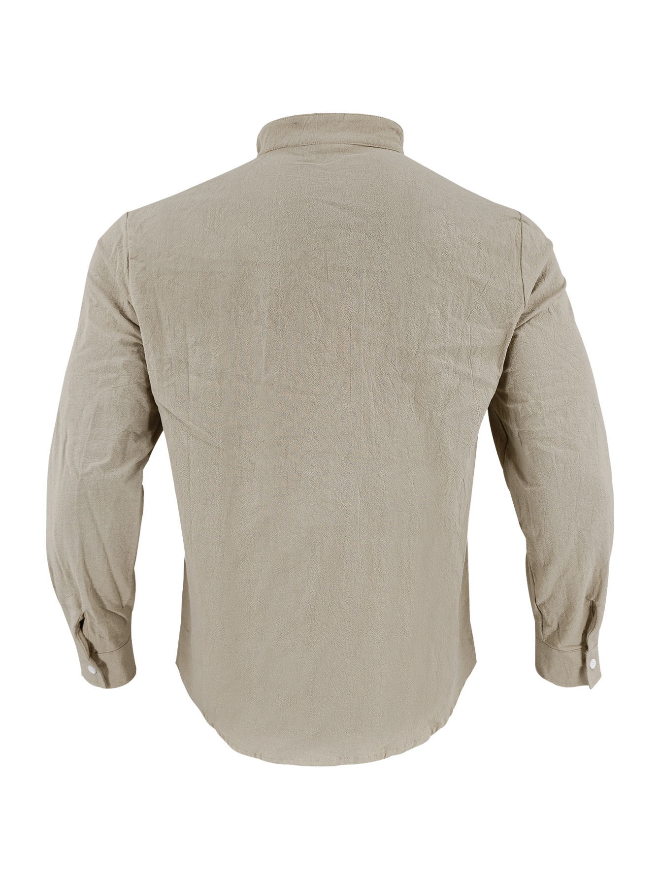 Clothes > Men's Clothing > Tops > T-Shirts  Men's Linen Button Down Long Sleeve Stand Collar Shirt S-3XL