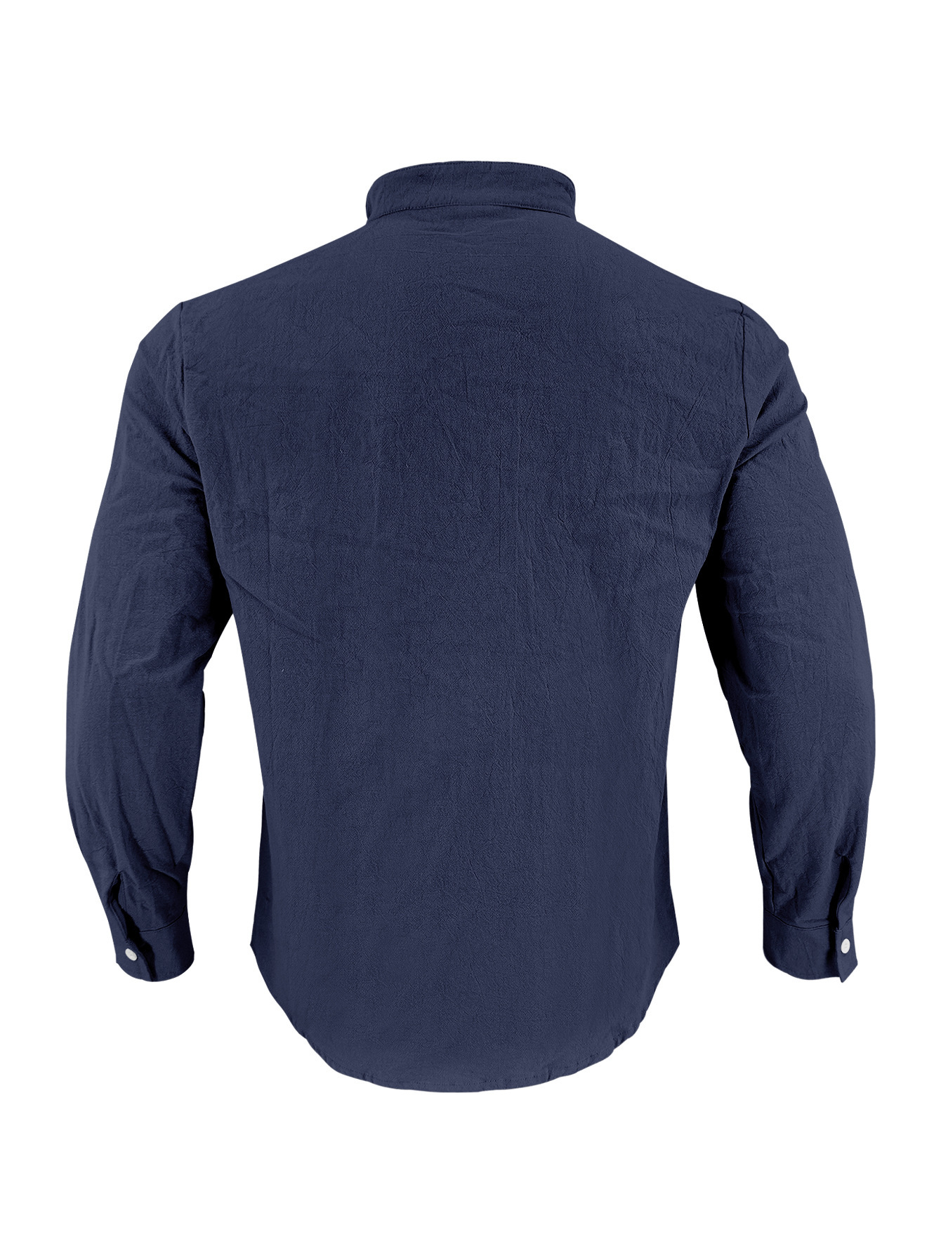 Clothes > Men's Clothing > Tops > T-Shirts  Men's Linen Button Down Long Sleeve Stand Collar Shirt S-3XL