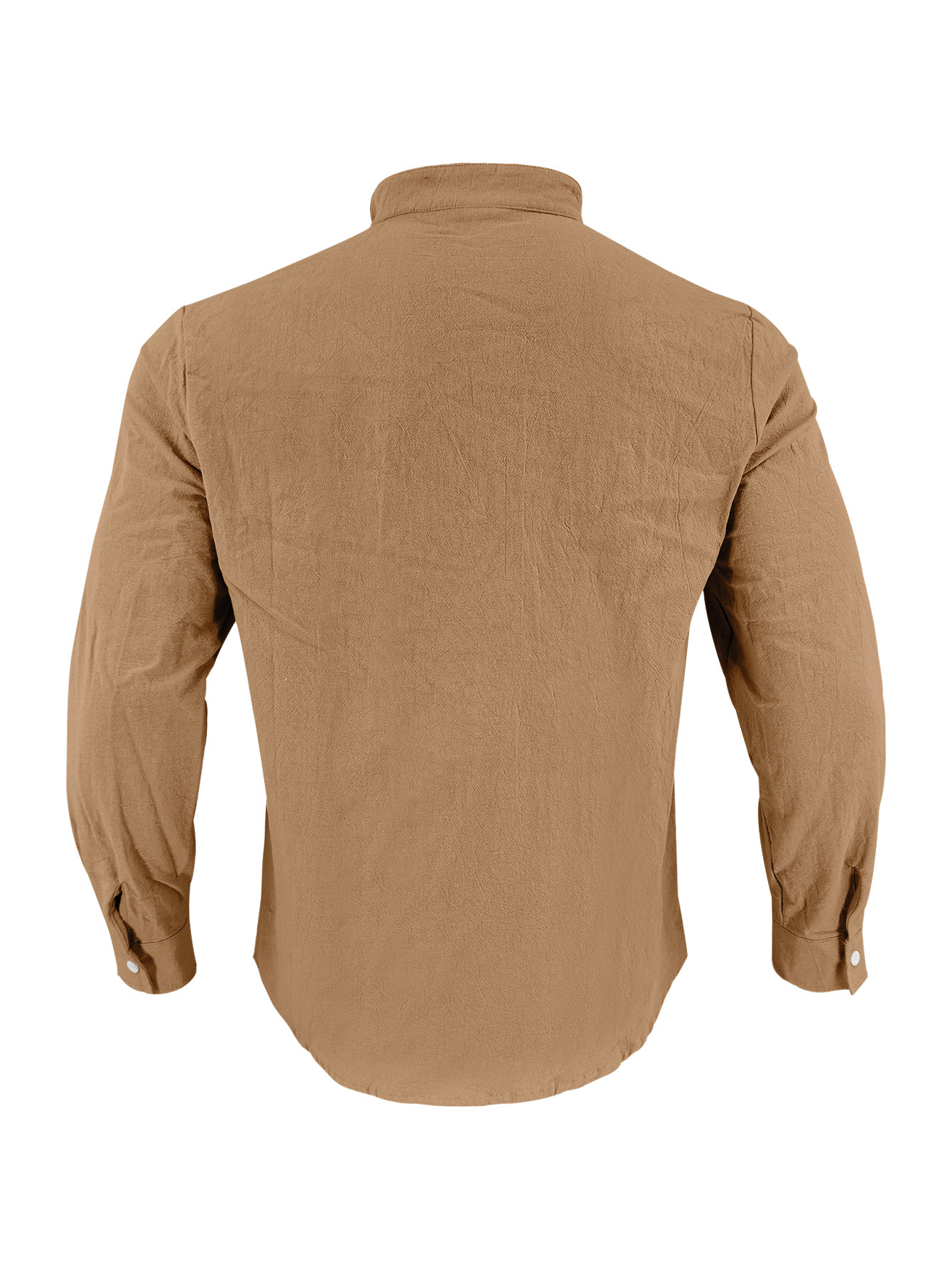 Clothes > Men's Clothing > Tops > T-Shirts  Men's Linen Button Down Long Sleeve Stand Collar Shirt S-3XL