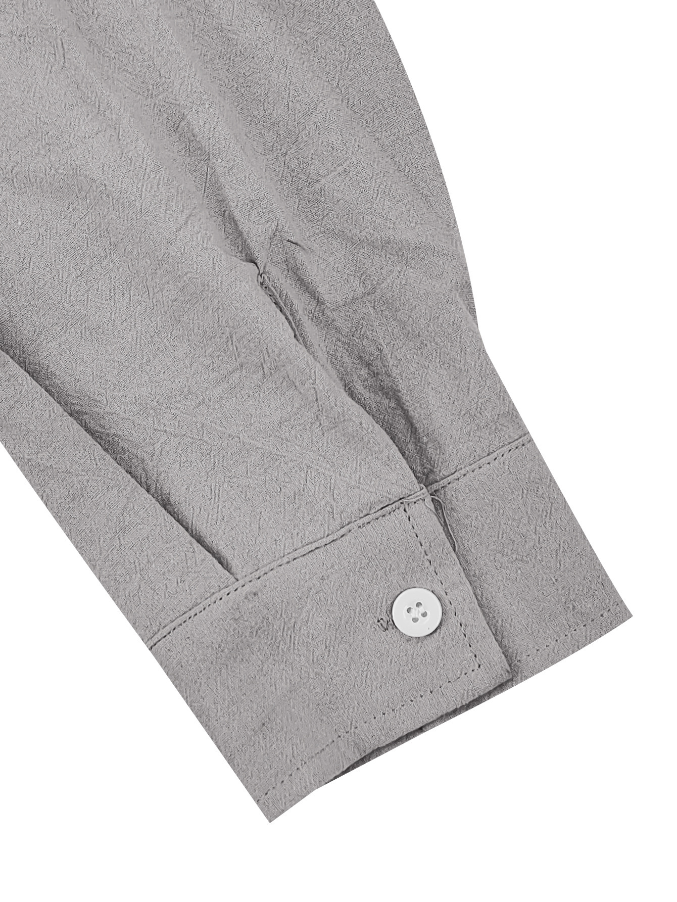 Clothes > Men's Clothing > Tops > T-Shirts  Men's Linen Button Down Long Sleeve Stand Collar Shirt S-3XL