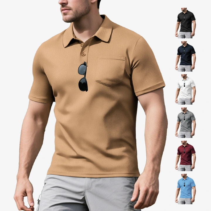Clothes > Men's Clothing > Tops > Shirts Men's Loose Fit Polo, Short Sleeve, Turn Down Collar, Sports & Leisure, Sizes S-3XL