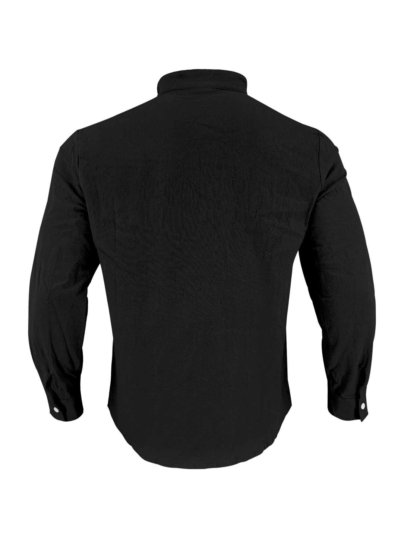 Clothes > Men's Clothing > Tops > T-Shirts  Men's Linen Button Down Long Sleeve Stand Collar Shirt S-3XL