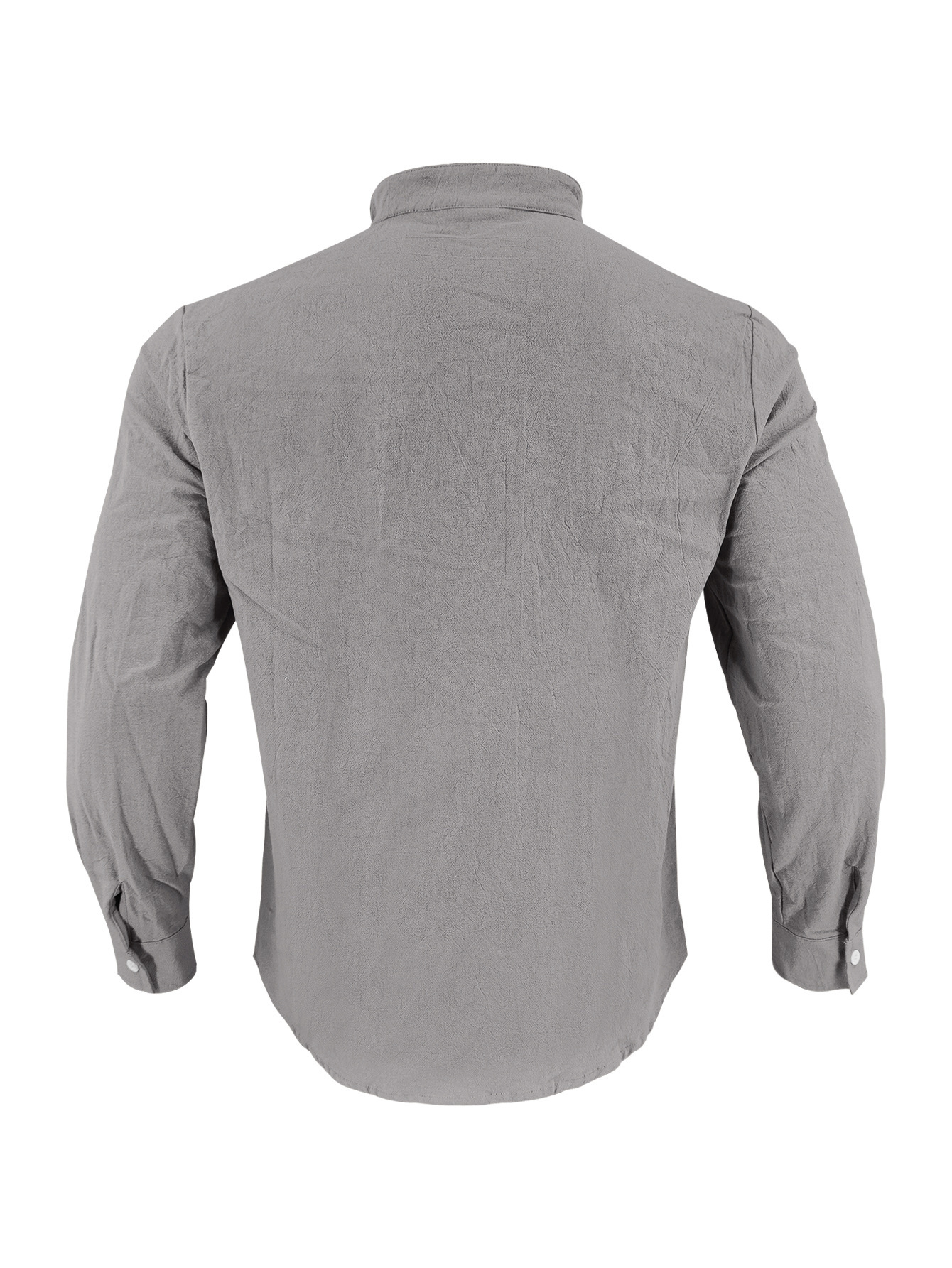 Clothes > Men's Clothing > Tops > T-Shirts  Men's Linen Button Down Long Sleeve Stand Collar Shirt S-3XL