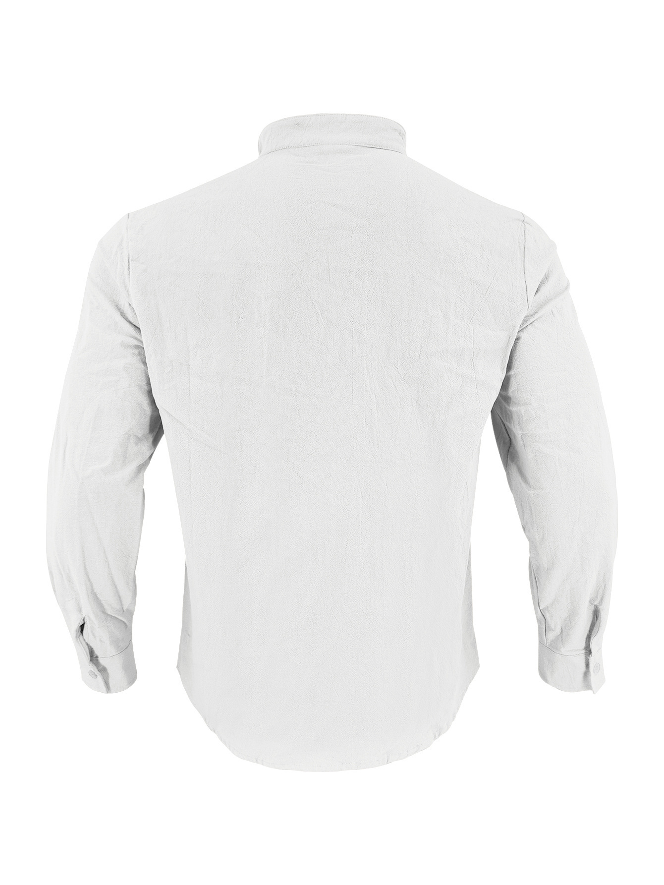 Clothes > Men's Clothing > Tops > T-Shirts  Men's Linen Button Down Long Sleeve Stand Collar Shirt S-3XL