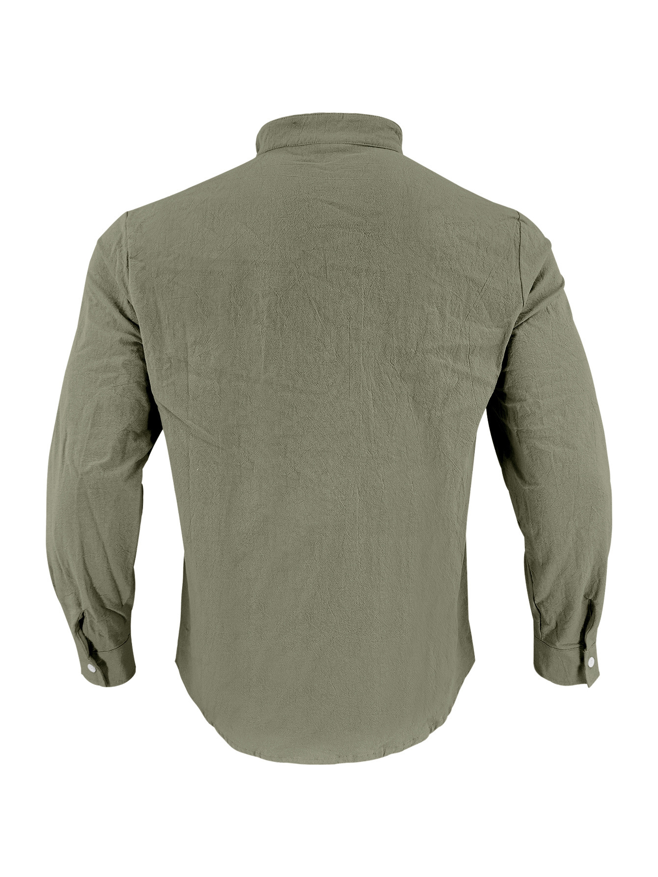 Clothes > Men's Clothing > Tops > T-Shirts  Men's Linen Button Down Long Sleeve Stand Collar Shirt S-3XL