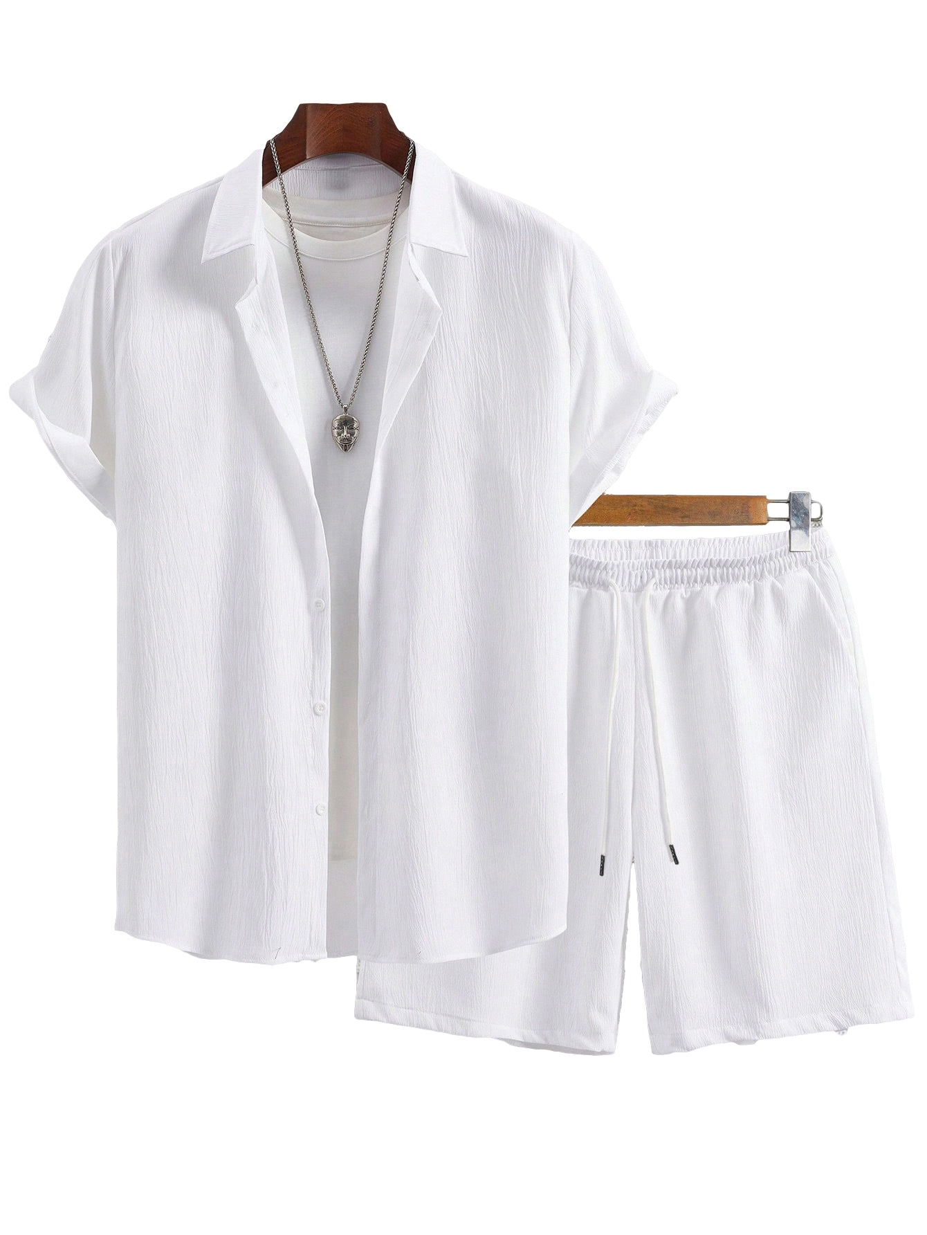 Clothes > Men's Clothing > Clothing Sets > Two-Piece Outfits  2 Piece Set: Men's Short Sleeve Lapel Shirt + Shorts S-2XL.