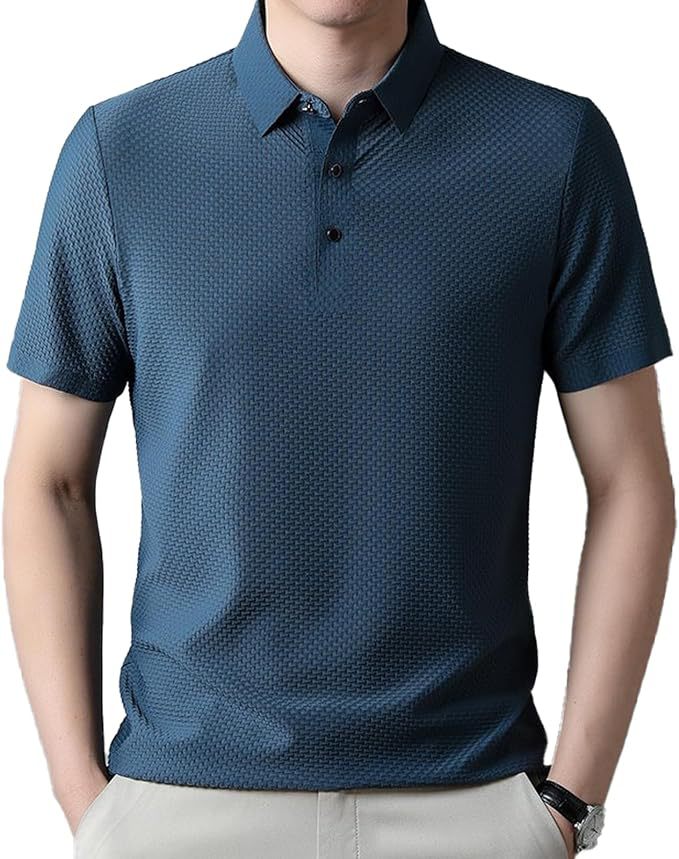 Clothes > Men's Clothing > Tops > T-Shirts  Summer Men's Ice Silk Short Sleeve Lapel POLO Shirt T-Shirt S-3XL