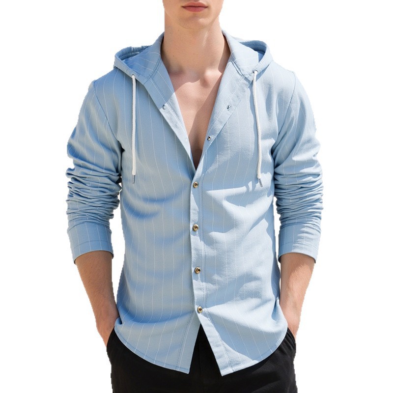 Clothes > Men's Clothing > Tops > Shirts Men's Striped Casual Long Sleeve Shirt Loose Beach T-Shirt S-3XL