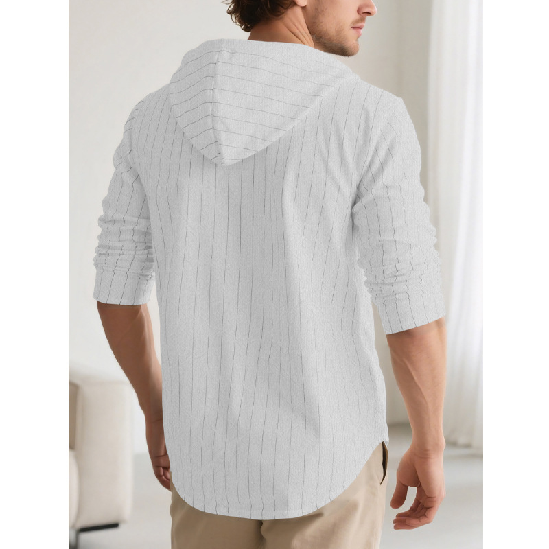 Clothes > Men's Clothing > Tops > Shirts Men's Striped Casual Long Sleeve Shirt Loose Beach T-Shirt S-3XL